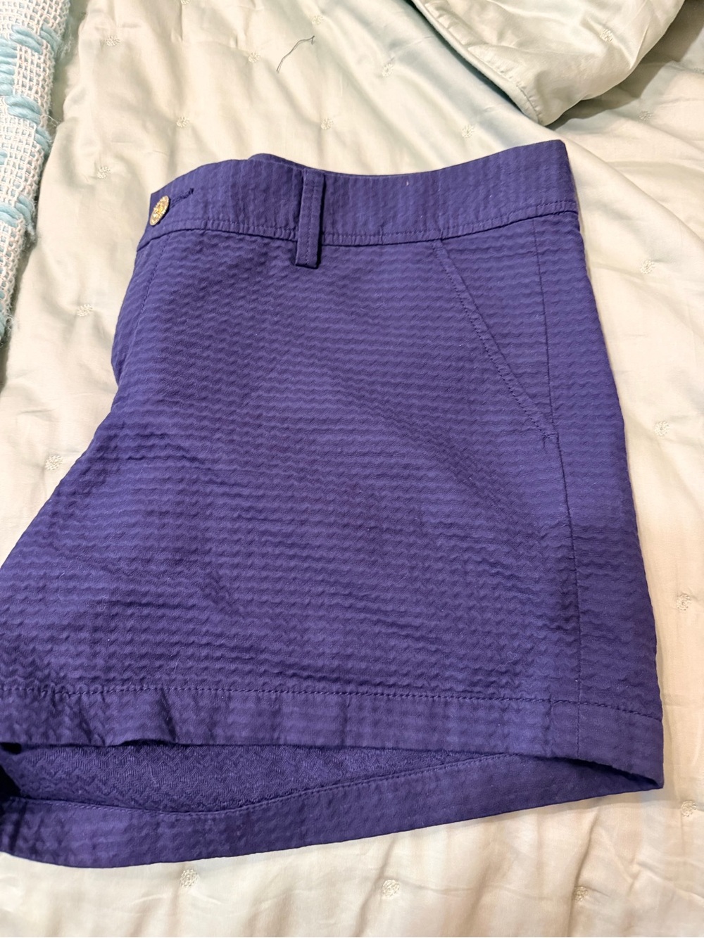Lilly Pulitzer Navy Blue Seersucker Textured Callahan Shorts GUC